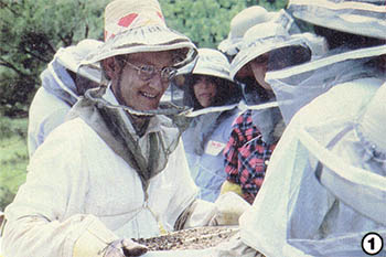 
[1] Proper attire is very important when you're studying the fine art of beekeeping as an enhancement to alternative living.    
